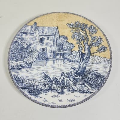 American Atelier English Toile Grist Mill Dinner Plate Blue Yellow 10.75" - Thumbnail 2