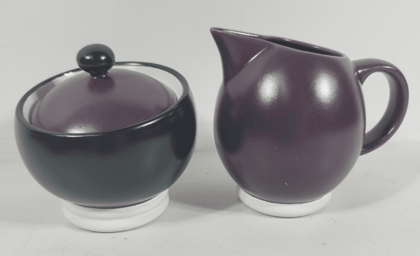 Pfaltzgraff Creamer And Sugar Bowl Set Black Purple Home Decor - Thumbnail 2