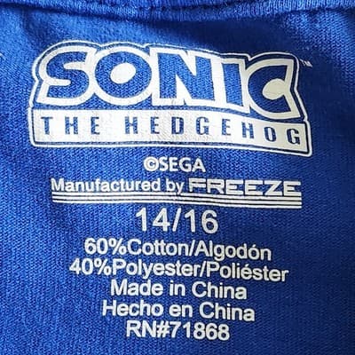 Sonic the Hedgehog Boy's 14/16 T-Shirt Blue Graphic Tee Sega Long Sleeve - Thumbnail 6