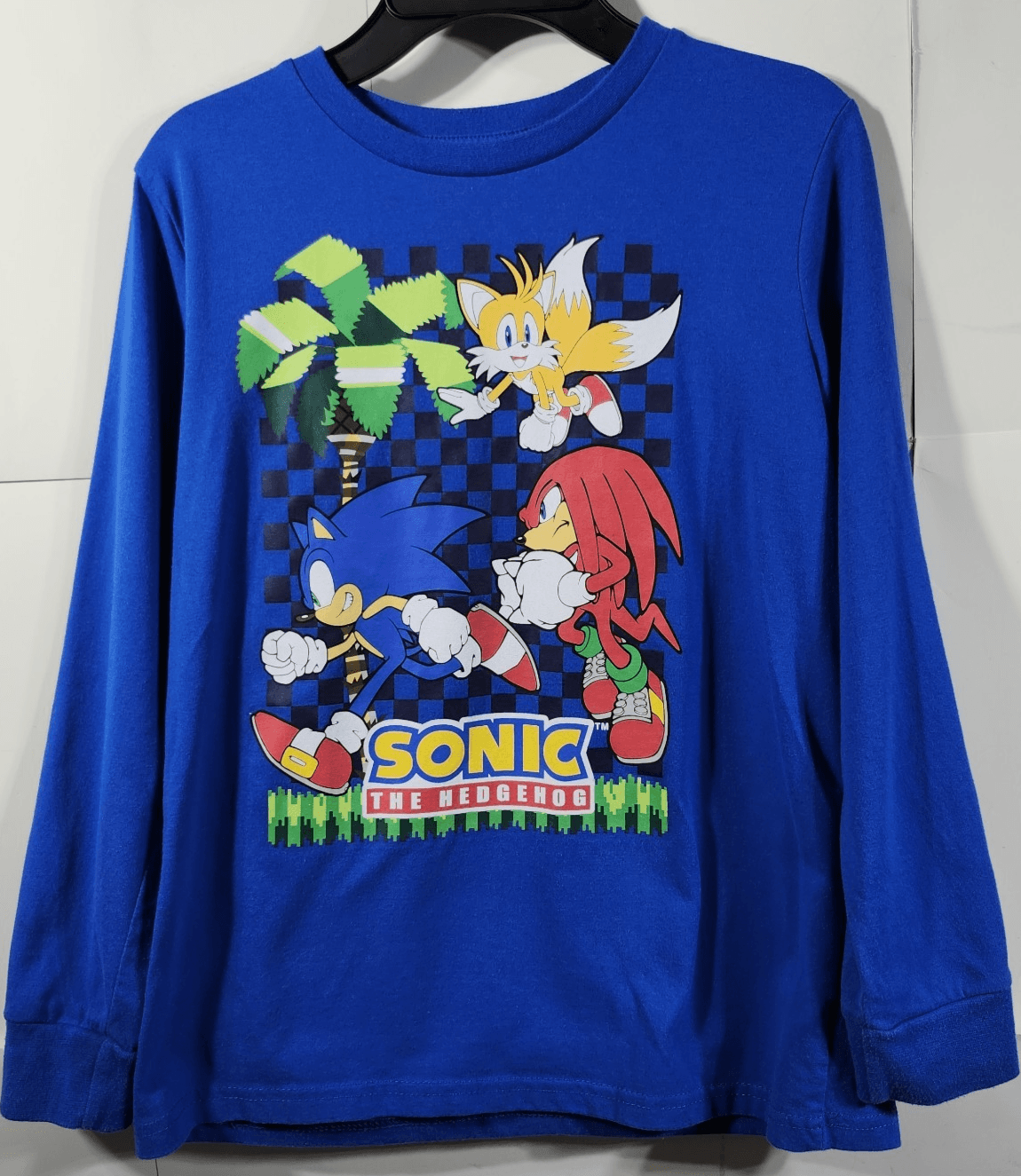 Sonic the Hedgehog Boy's 14/16 T-Shirt Blue Graphic Tee Sega Long Sleeve - Thumbnail 7