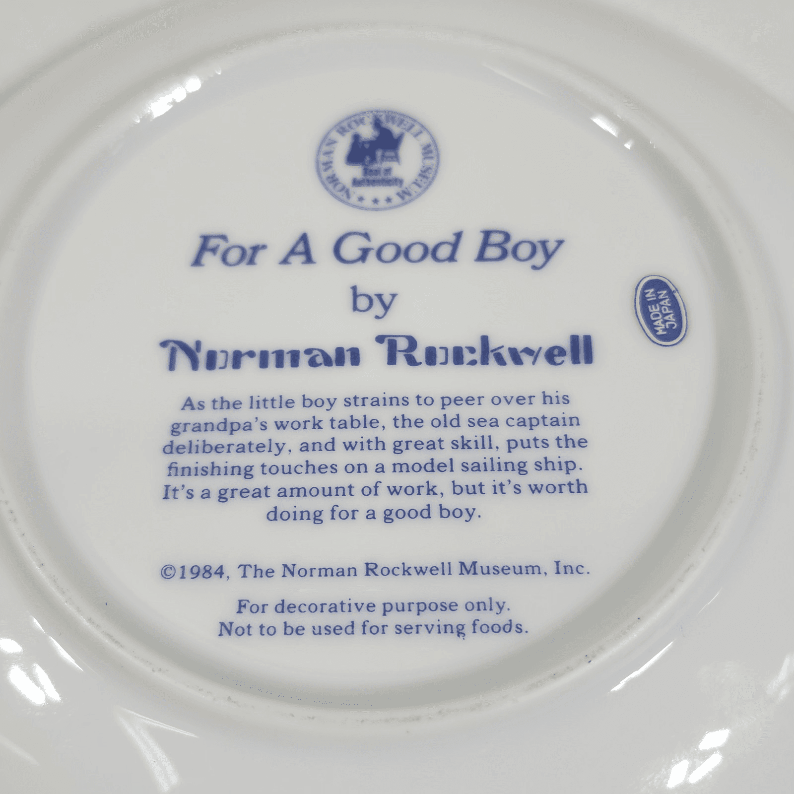 1984 Norman Rockwell Museum For A Good Boy Collectors Decorative Plate - Thumbnail 5