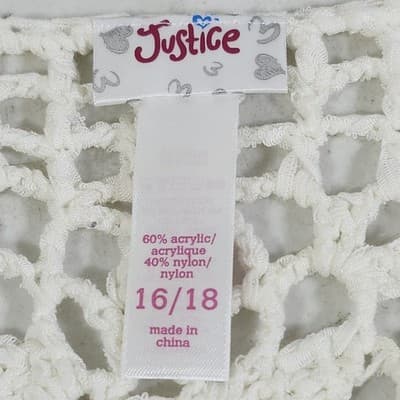 Girl's Justice Open Sweater 16-18 White Sleeveless Frill NEW - Thumbnail 7