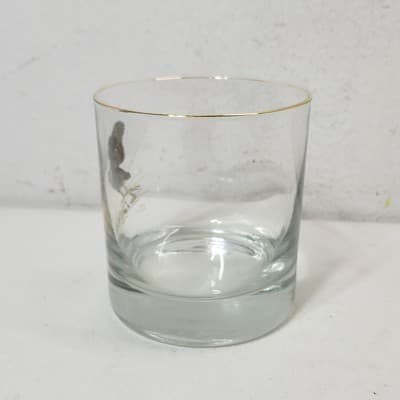 Vintage Ned Smith Bird Gold Rim Lowball Glass Sora Home Bar Decor - Thumbnail 5
