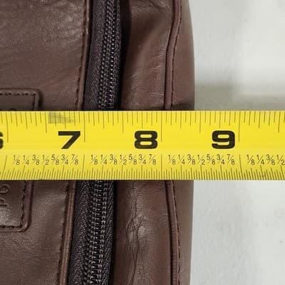 Perry Ellis Portfolio Toiletry Bag Brown Faux Leather 10"x7" - Thumbnail 6