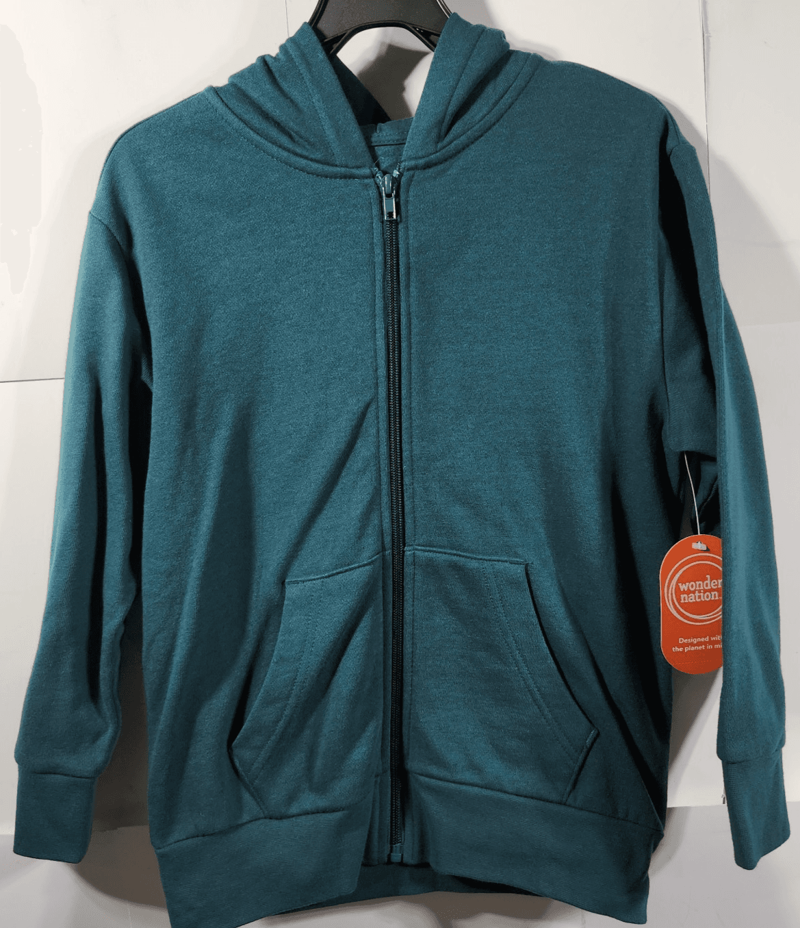 Wonder Nation Boy's M Hooded Sweatshirt Green Long Sleeve Full Zip Hoodie New - Thumbnail 5