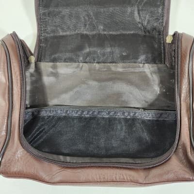 Perry Ellis Portfolio Toiletry Bag Brown Faux Leather 10"x7" - Thumbnail 7