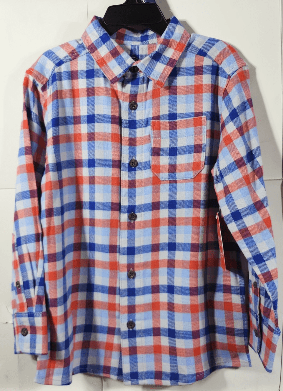 Wonder Nation Boy's Shirt Size XS Long Sleeve Button Up Red Blue Gray NEW - Thumbnail 5