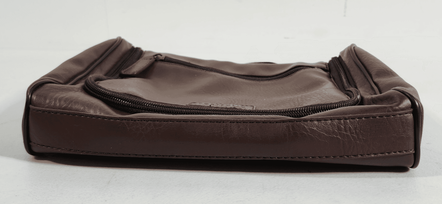 Perry Ellis Portfolio Toiletry Bag Brown Faux Leather 10"x7" - Thumbnail 3
