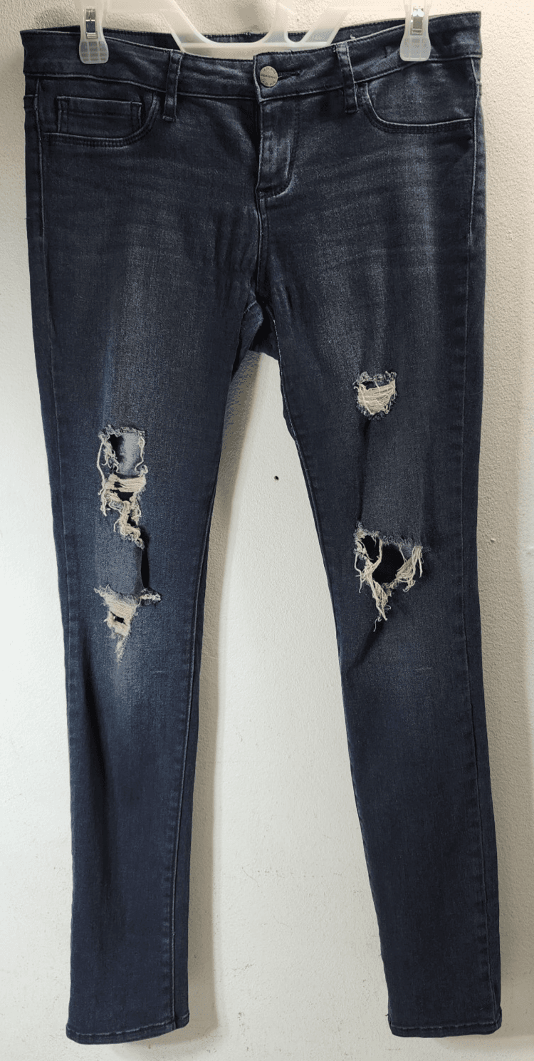 Bullhead Black Denim Leggings Jeggings Stretch Jeans Size 9 Blue Distressed - Thumbnail 5