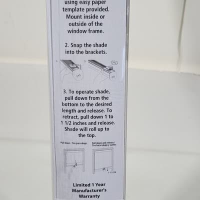 Mainstays 27" x 72" White Blackout Roller Shade NEW - Thumbnail 9