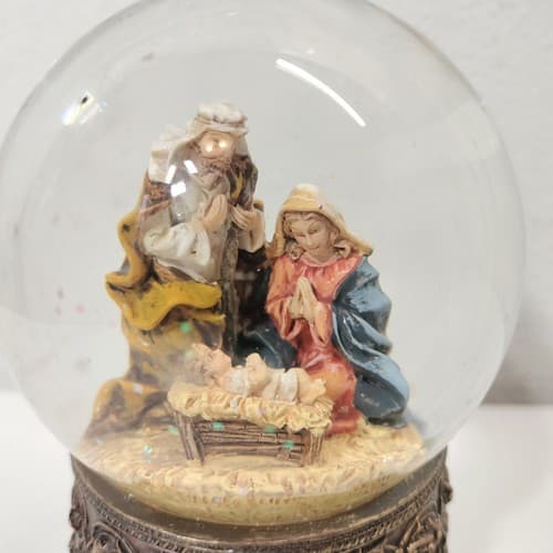 Holy Family Waterglobe Christmas Decoration Jesus W/ Original Box Department 56 - Thumbnail 3