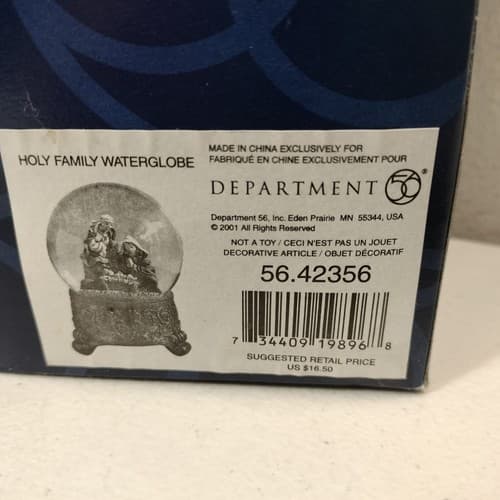 Holy Family Waterglobe Christmas Decoration Jesus W/ Original Box Department 56 - Thumbnail 9