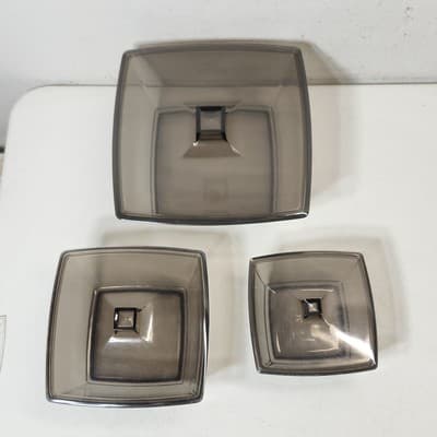 Vintage Elegante 3 Piece Bowl Set with Lids Danish Smoke Color Food Storage - Thumbnail 11