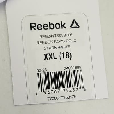 Reebok Boy’s Performance Polo Shirt Size XXL 18 White Short Sleeve NEW - Thumbnail 7