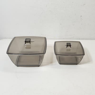 Vintage Elegante 3 Piece Bowl Set with Lids Danish Smoke Color Food Storage - Thumbnail 10