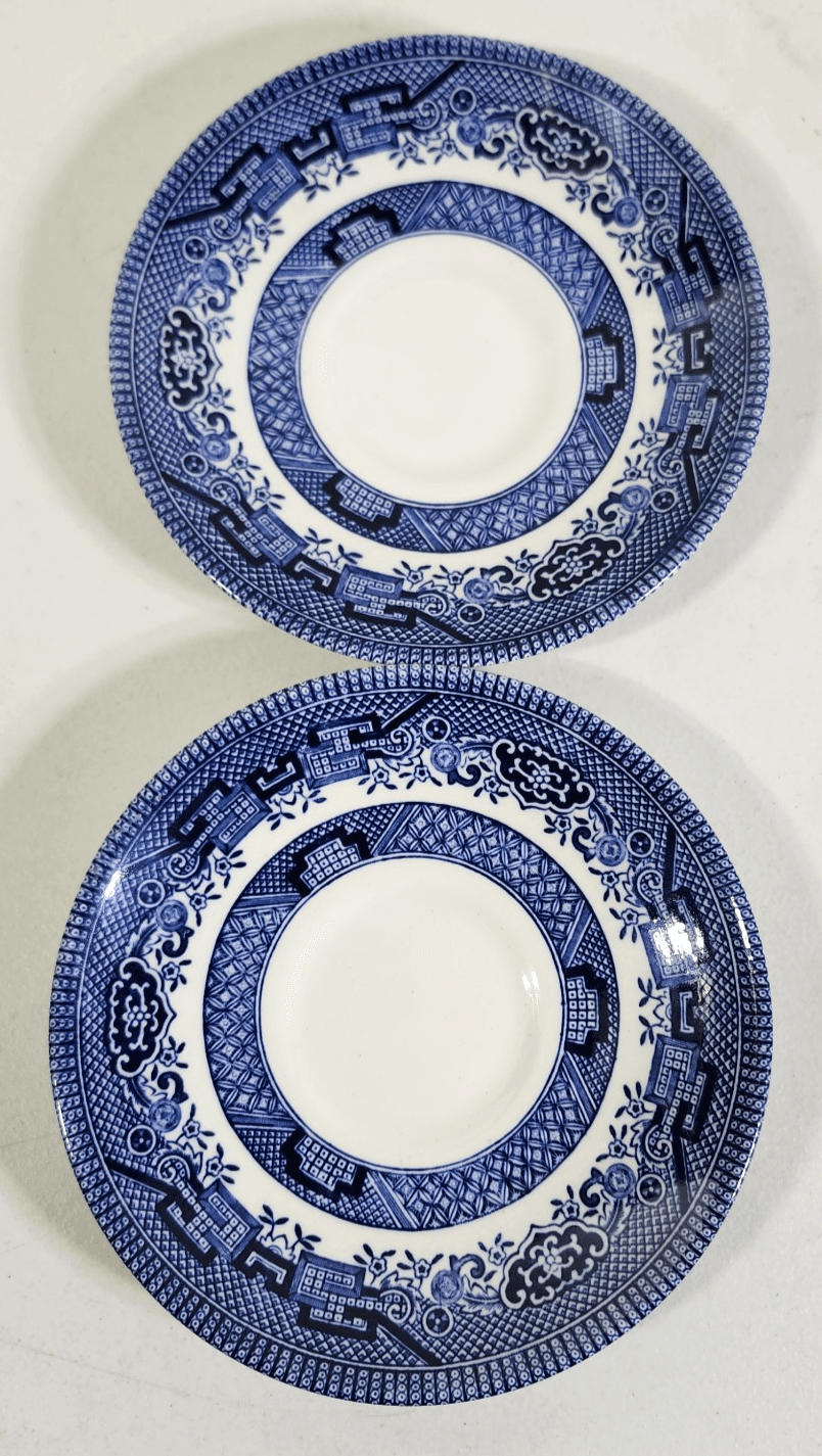 2 Churchill Staffordshire England Blue Willow Saucer Plates 5.25" - Thumbnail 2