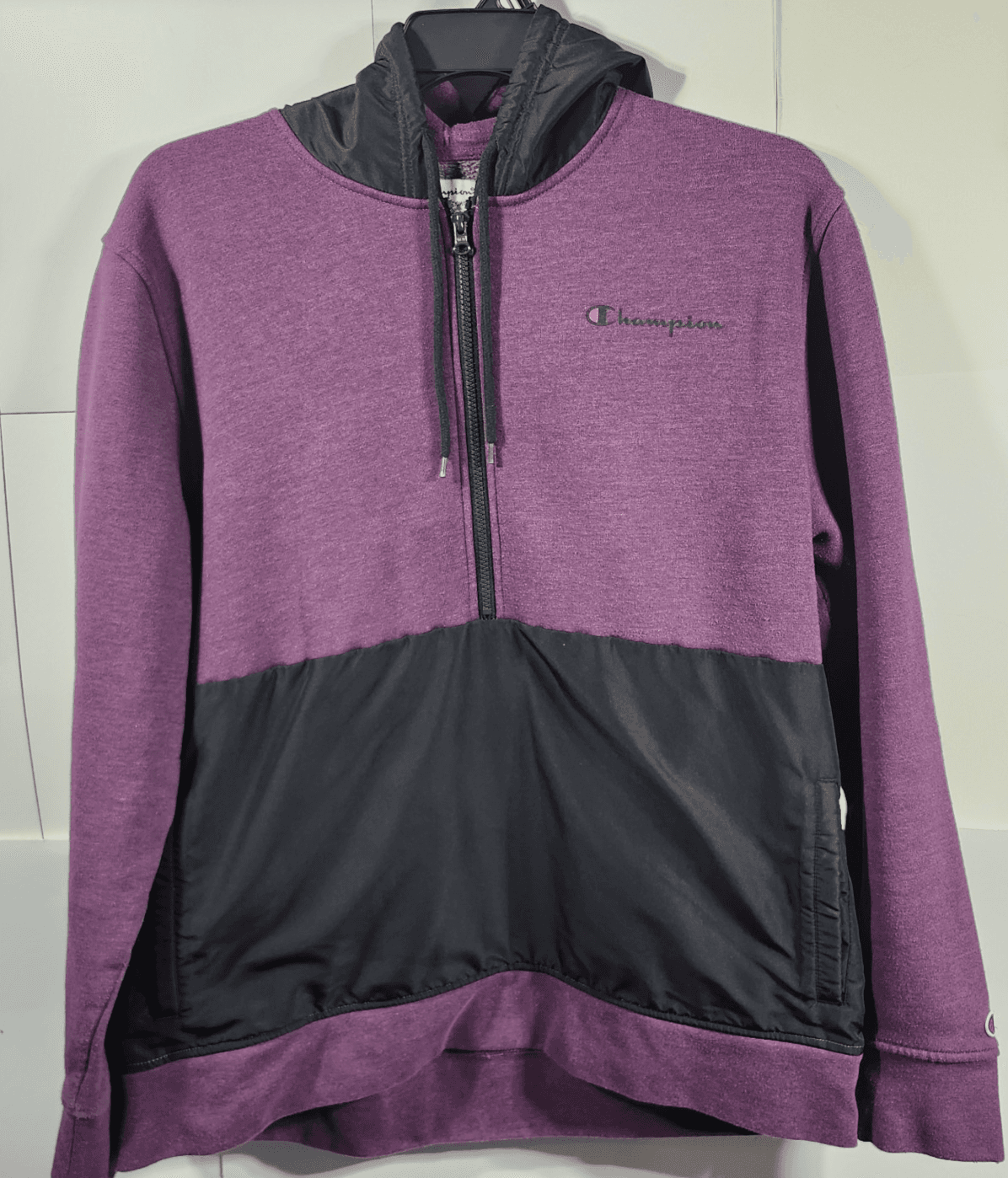 Champion Half Zip Hoodie Men's XL Purple Hooded Sweatshirt Long Sleeve - Thumbnail 5