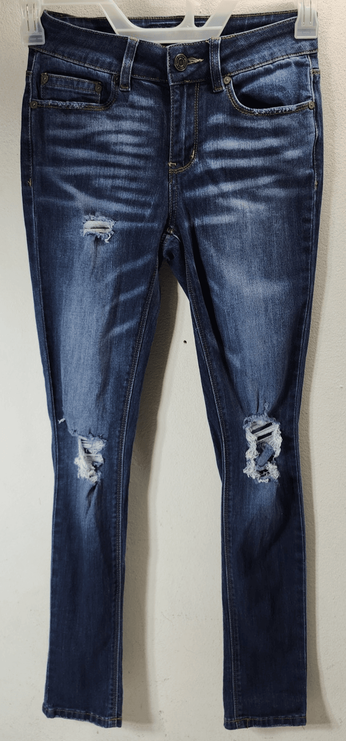 Indigo Rein Women's Distressed Jeans Size 1 Blue Denim Pants - Thumbnail 5