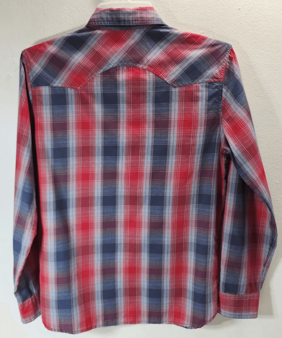 Levi's Western Cowboy Shirt Mens Small Pearl Snap Long Sleeve Red Blue Plaid - Thumbnail 6