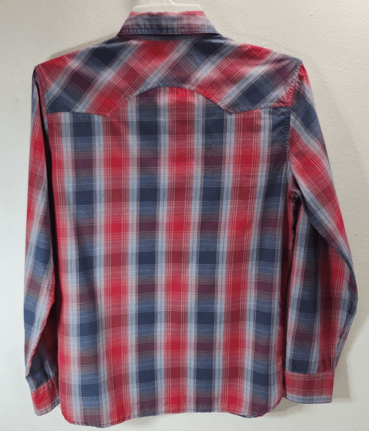 Levi's Western Cowboy Shirt Mens Small Pearl Snap Long Sleeve Red Blue Plaid - Thumbnail 4