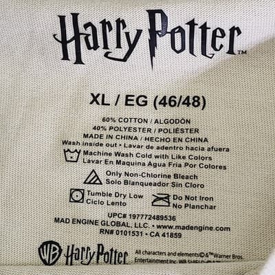 Harry Potter Men's XL Hogwarts Herbology Beige Cotton Graphic T-Shirt NEW - Thumbnail 8