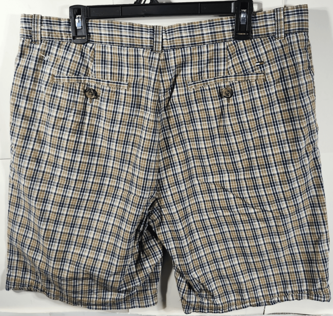 Tommy Hilfiger Shorts Men's 36 Beige Blue Plaid Chino Golf - Thumbnail 4