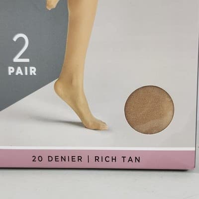 Silk Impressions Pantyhose 2 Pack Small Rich Tan 20 Denier Light Support Sheer - Thumbnail 3