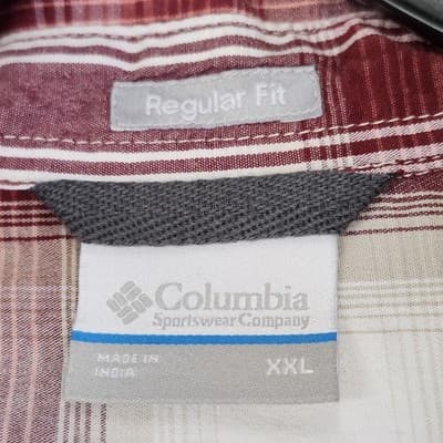 Columbia Shirt Mens XXL Short Sleeve Button Up Hiking Outdoor Red White - Thumbnail 7
