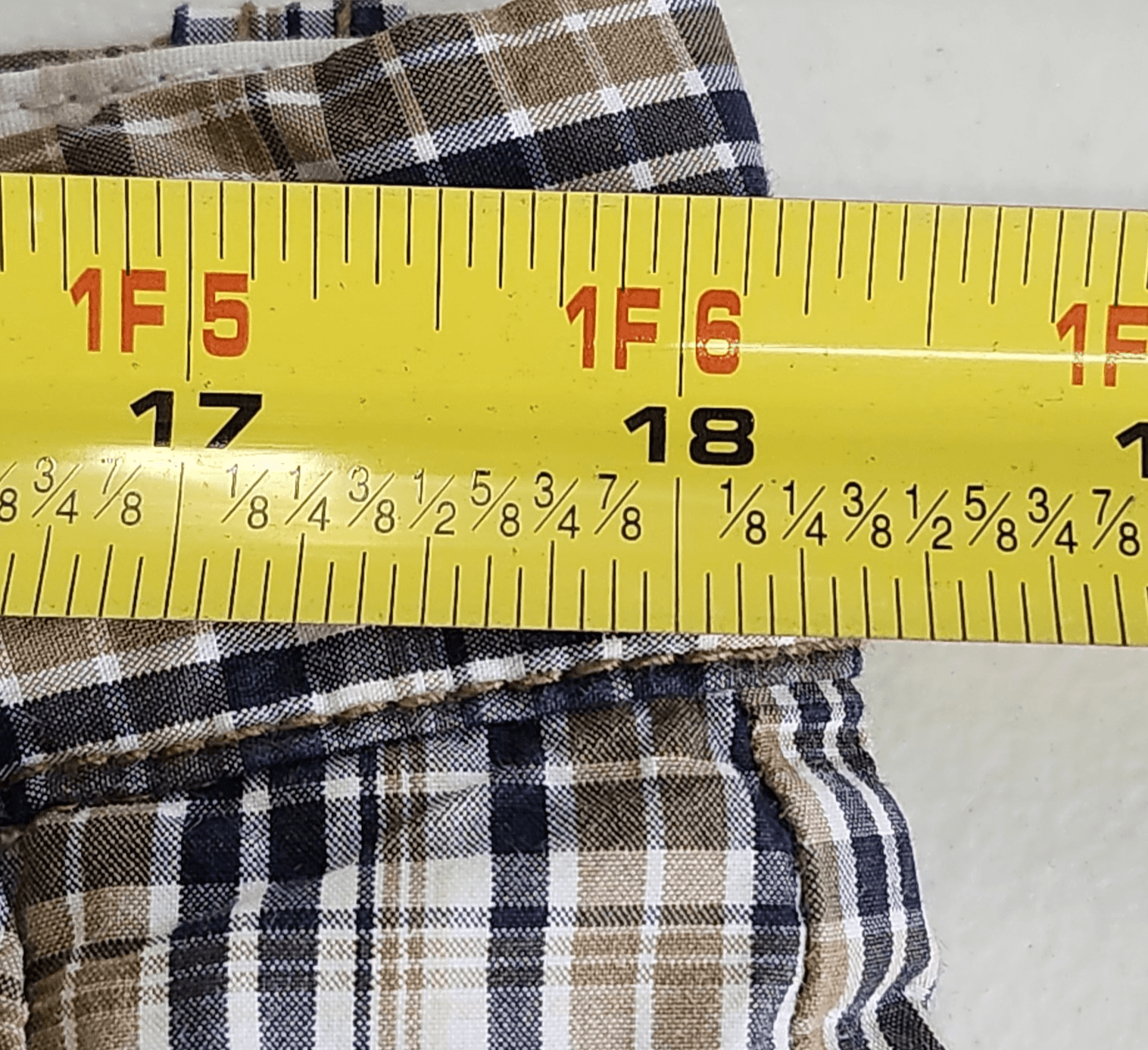 Tommy Hilfiger Shorts Men's 36 Beige Blue Plaid Chino Golf - Thumbnail 2