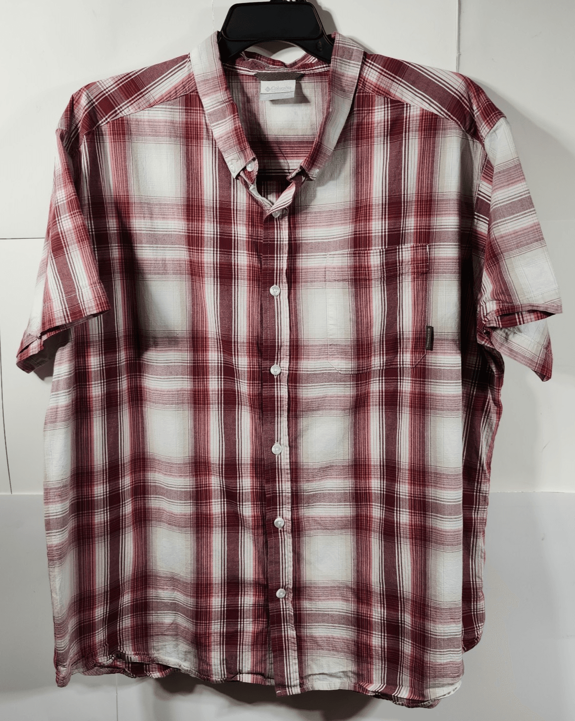 Columbia Shirt Mens XXL Short Sleeve Button Up Hiking Outdoor Red White - Thumbnail 5