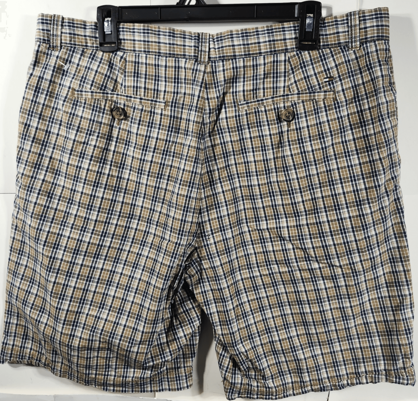 Tommy Hilfiger Shorts Men's 36 Beige Blue Plaid Chino Golf - Thumbnail 6