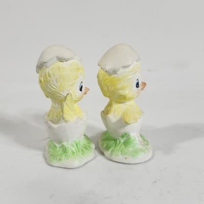 Vintage Set 2 Chicks Figurines Chickens Hatching Hand Painted Eggshells - Thumbnail 5