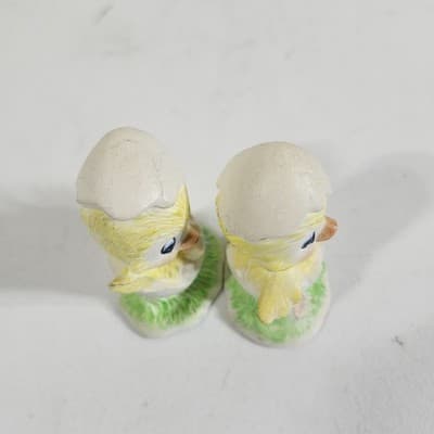Vintage Set 2 Chicks Figurines Chickens Hatching Hand Painted Eggshells - Thumbnail 6