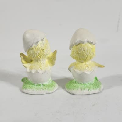 Vintage Set 2 Chicks Figurines Chickens Hatching Hand Painted Eggshells - Thumbnail 4