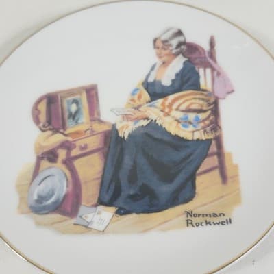 Vintage Norman Rockwell Plate 6.5" Old Woman in Chair 1984 Home Decor - Thumbnail 2