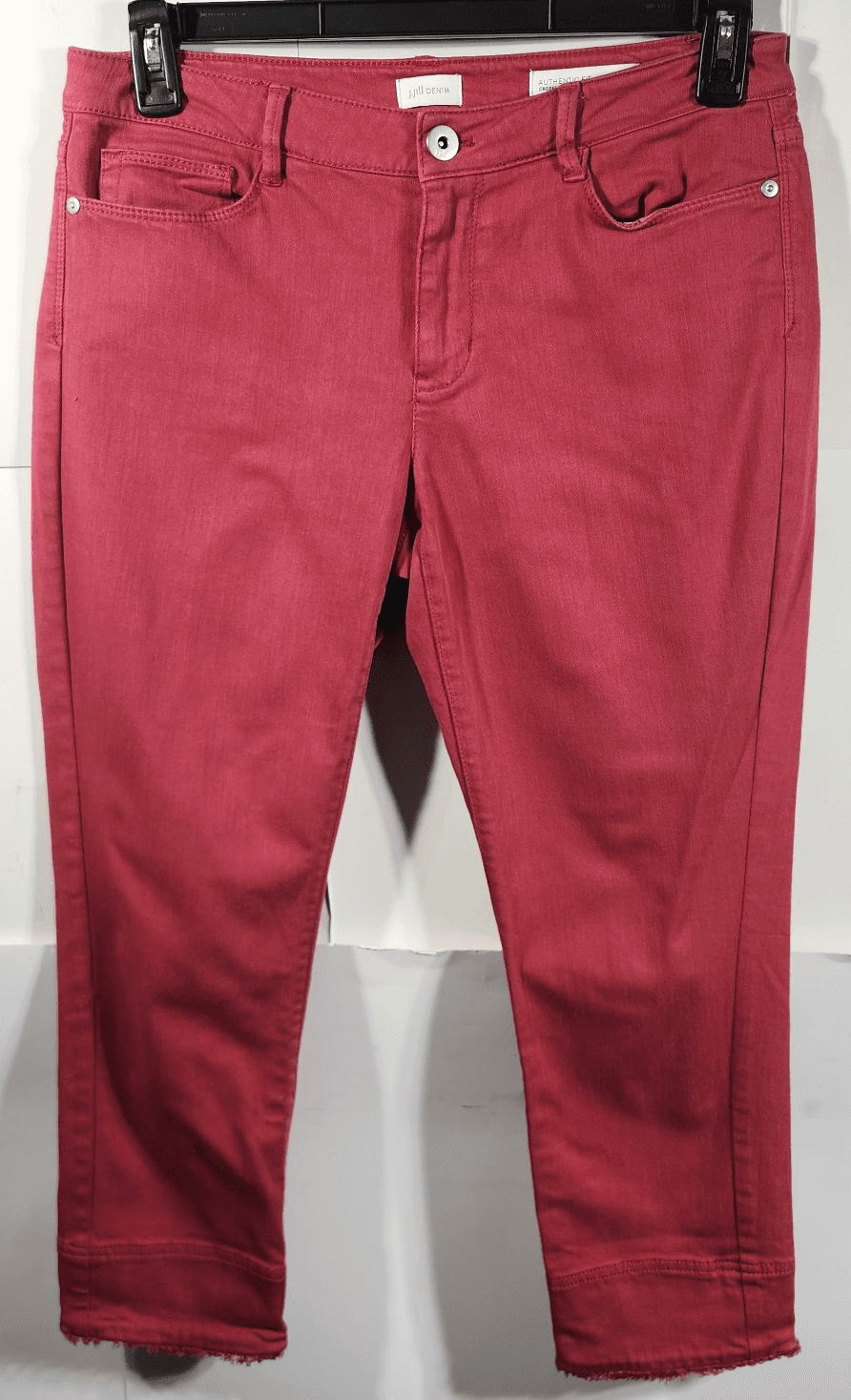 Women J. Jill Authentic Fit Cropped Jeans Size 6 Pink Frayed Hem Denim Pants - Thumbnail 5