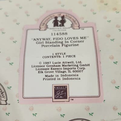 1989 ENESCO Memories of Yesterday Anyway, Fido Loves Me Figurine 114588 - Thumbnail 4
