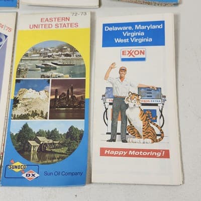 9 Vintage Exxon Mobil Sunoco Travel Road Maps bundle Lot 1970's - Thumbnail 4