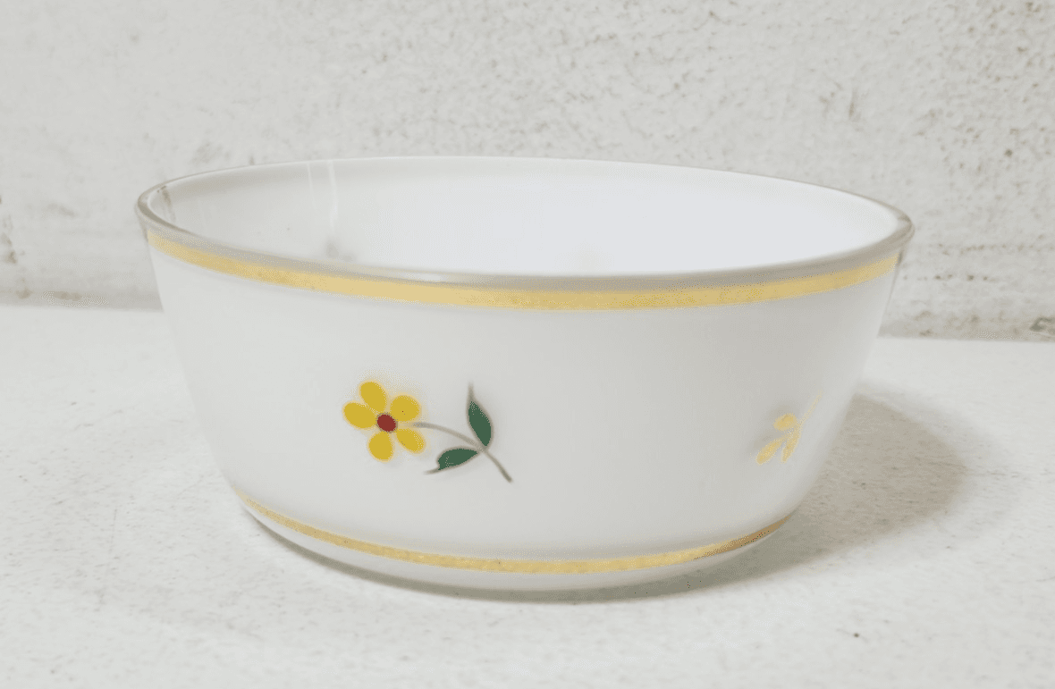 Vintage White Porcelain & Enamel Floral Perfume Bottle & Trinket Dish Set - Thumbnail 4