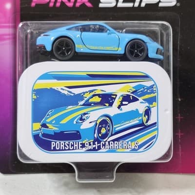 Majorette Porsche 911 Carrera S Pink Slips Blue Yellow Car 1/64 Toy Vehicle NEW - Thumbnail 3