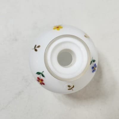 Vintage White Porcelain & Enamel Floral Perfume Bottle & Trinket Dish Set - Thumbnail 14