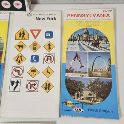 9 Vintage Exxon Mobil Sunoco Travel Road Maps bundle Lot 1970's - Thumbnail 5