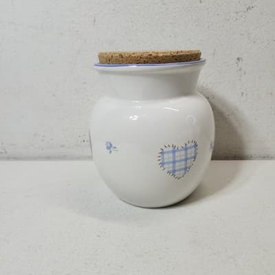 Canister Jar Container W/ Cork Lid Top Flowers & Hearts 5.25" Tall - Thumbnail 8