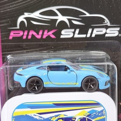 Majorette Porsche 911 Carrera S Pink Slips Blue Yellow Car 1/64 Toy Vehicle NEW - Thumbnail 2