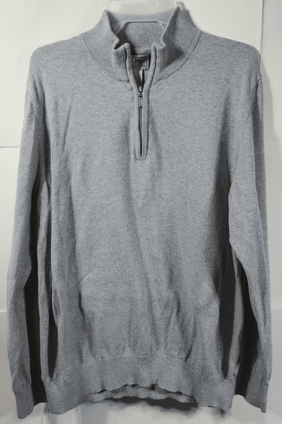 L.L. Bean Men’s 1/4 Zip Pullover Sweater Size Large Gray Cashmere Cotton - Thumbnail 5