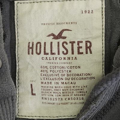 Vintage Hollister Y2K Gray 1922 Pullover Hoodie Sweatshirt Women's Large - Thumbnail 7