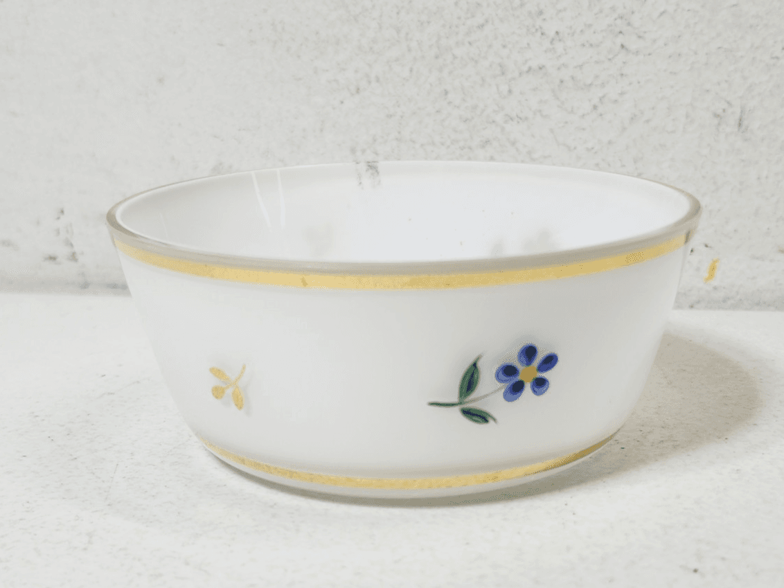 Vintage White Porcelain & Enamel Floral Perfume Bottle & Trinket Dish Set - Thumbnail 5
