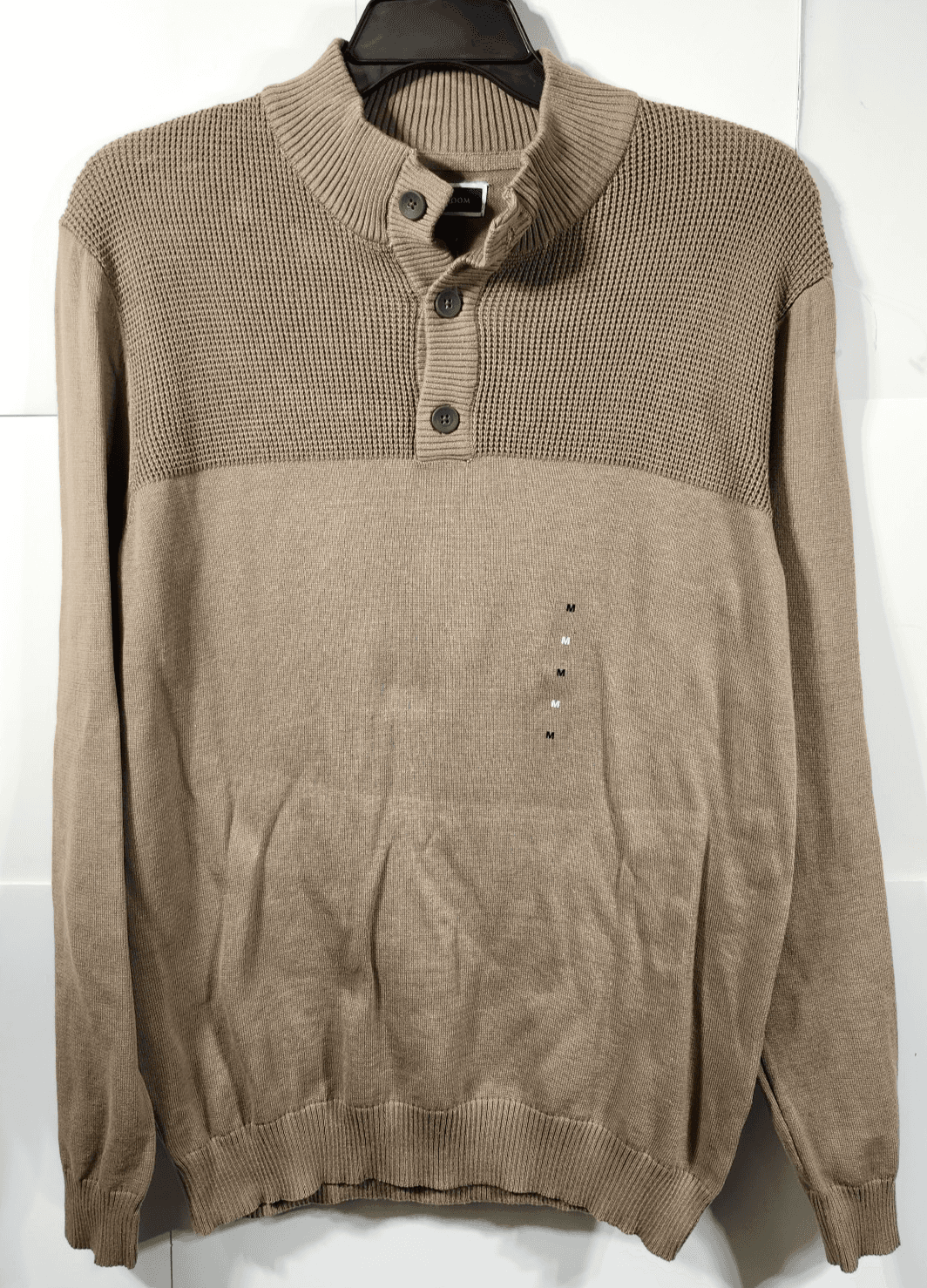 Club Room Sweater 1/4 Button Men's Size Medium Brown Pullover NEW