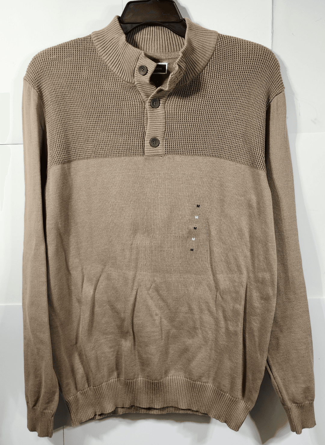Club Room Sweater 1/4 Button Men's Size Medium Brown Pullover NEW - Thumbnail 5