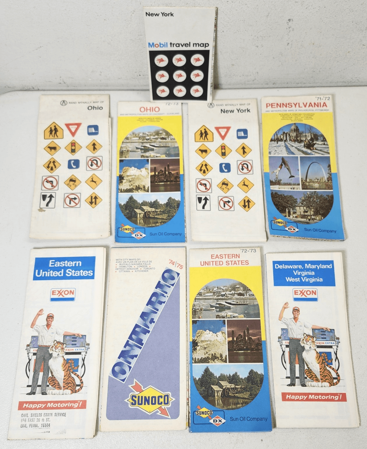 9 Vintage Exxon Mobil Sunoco Travel Road Maps bundle Lot 1970's - Thumbnail 2
